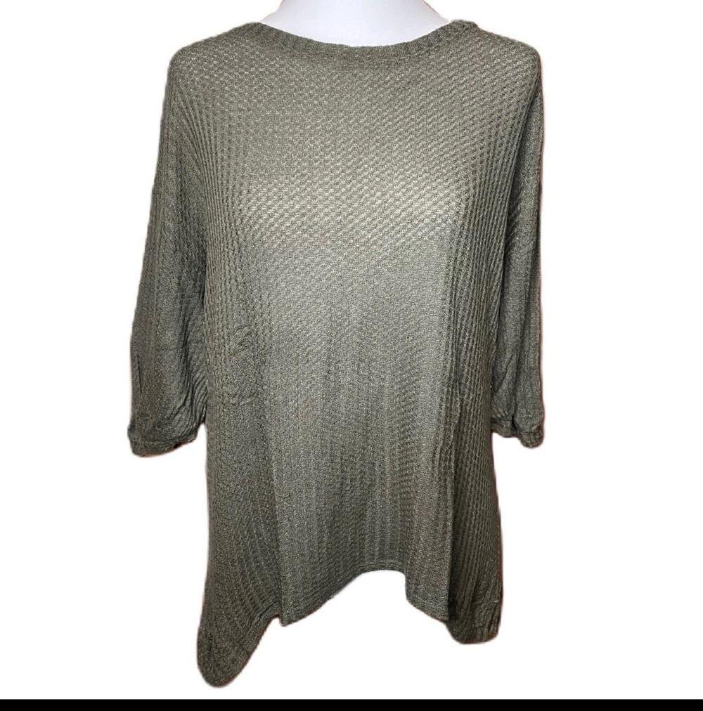 Loft Waffle Short Sleeve Drop Shoulder Lounge Shirt Sz M Lagenlook EUC